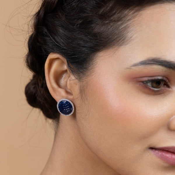 Elegant Navy Blue Round Stud Earrings