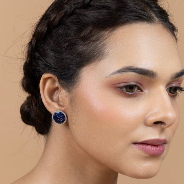 Elegant Navy Blue Round Stud Earrings