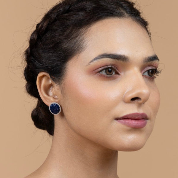 Elegant Navy Blue Round Stud Earrings