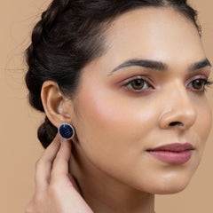 Midnight Sapphire Halo Earrings