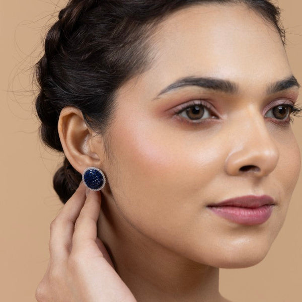 Elegant Navy Blue Round Stud Earrings
