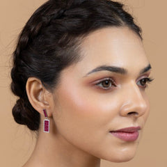 Dazzling Rectangular Pink Drop Earrings
