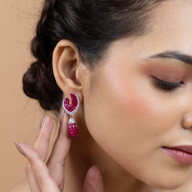 Elegant Ruby Drop Earrings