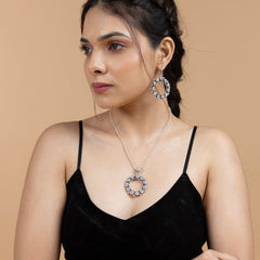 Radiant Circle Sterling Silver Pendant Set