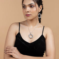 Radiant Circle Sterling Silver Pendant Set