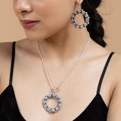 Radiant Circle Sterling Silver Pendant Set