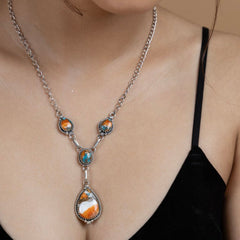 Vibrant Teardrop Stone Necklace