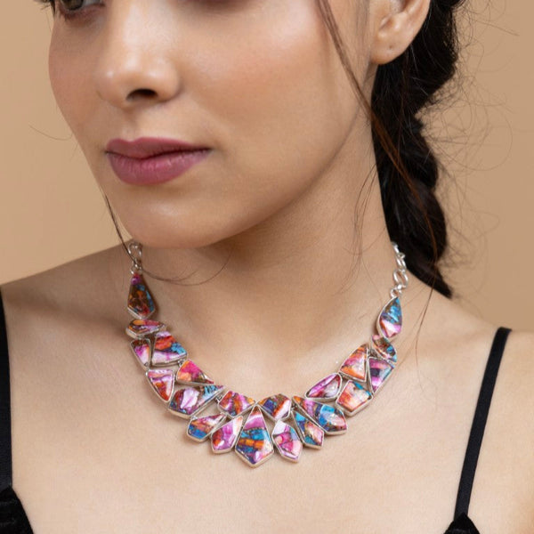 Multicolor Mosaic Statement Necklace