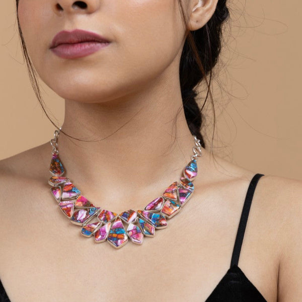 Multicolor Mosaic Statement Necklace