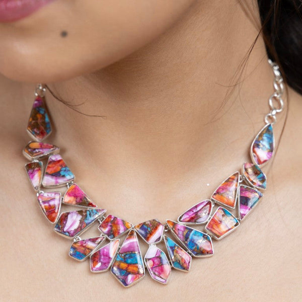 Multicolor Mosaic Statement Necklace