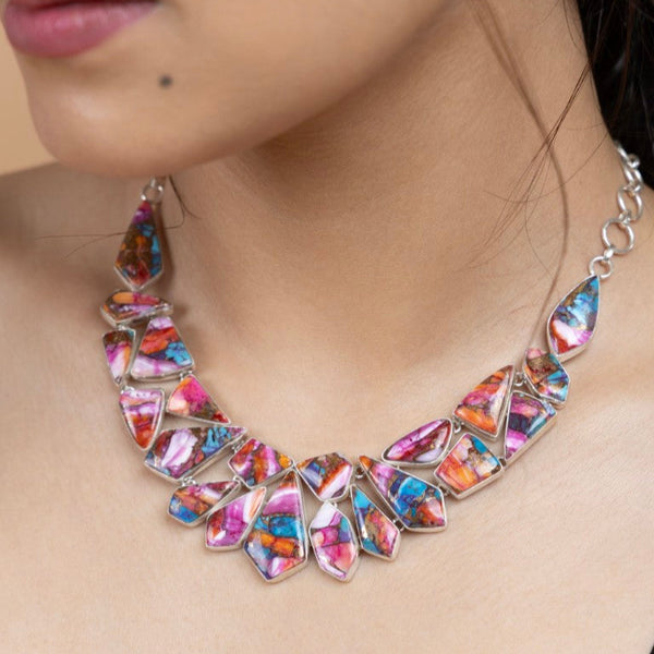 Multicolor Mosaic Statement Necklace