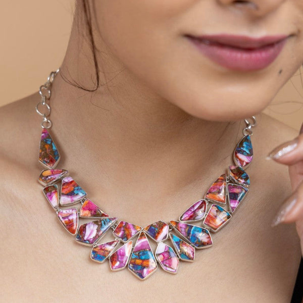 Multicolor Mosaic Statement Necklace