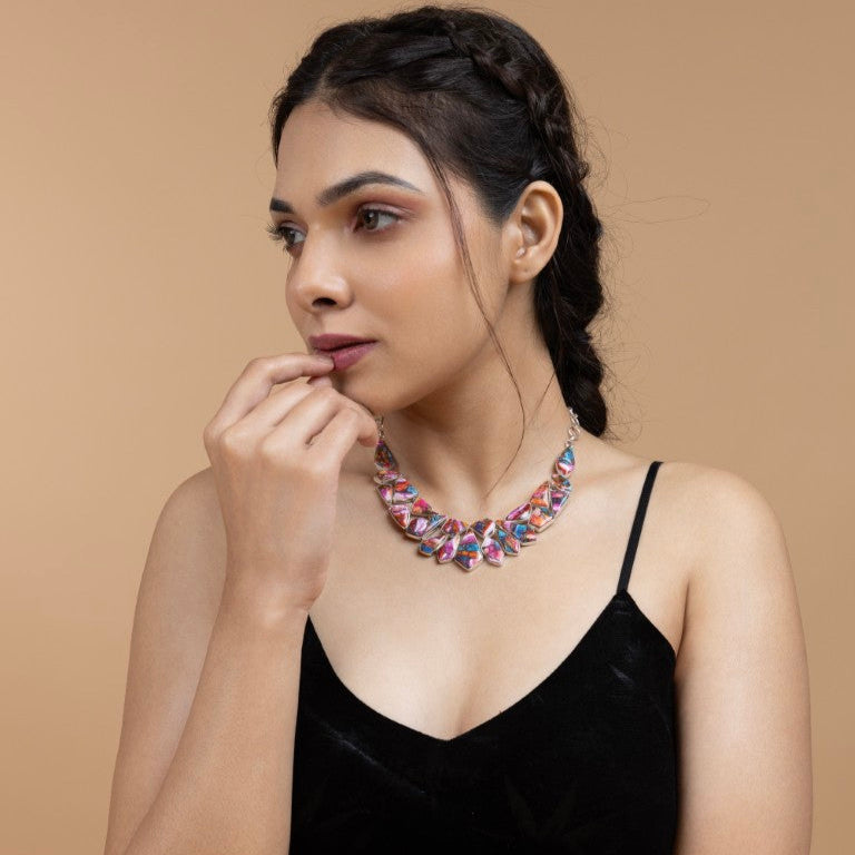 Multicolor Mosaic Statement Necklace