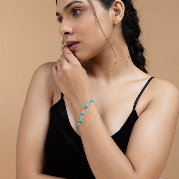 Sterling Silver Turquoise Teardrop Bracelet