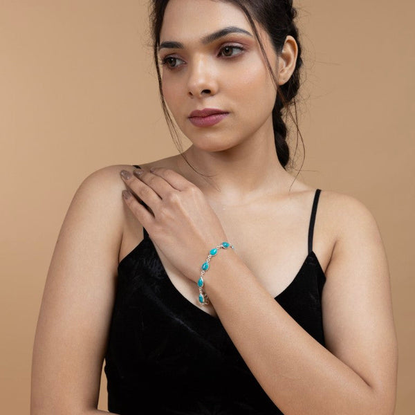 Sterling Silver Turquoise Teardrop Bracelet