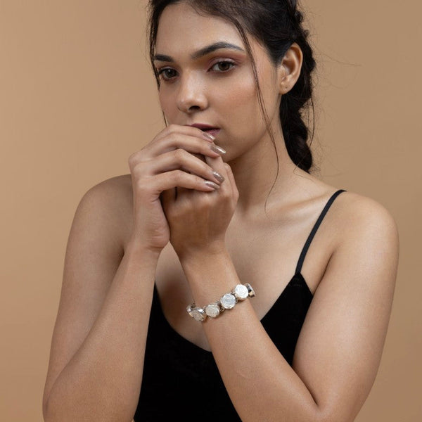 Mother of Pearl Rose Sterling Silver Bracelet