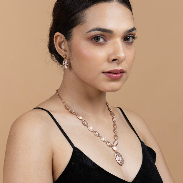Rose Gold Finish Sterling Silver Pendant Set
