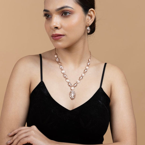 Rose Gold Finish Sterling Silver Pendant Set