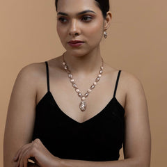 Rose Gold Finish Sterling Silver Pendant Set