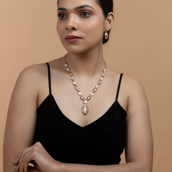 Rose Gold Finish Sterling Silver Pendant Set