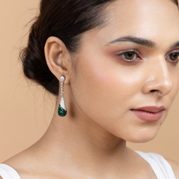 Green Teardrop Dangling Earrings
