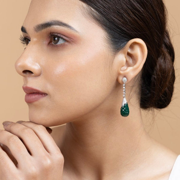 Green Teardrop Dangling Earrings
