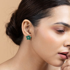 Emerald Bloom Stud Earrings
