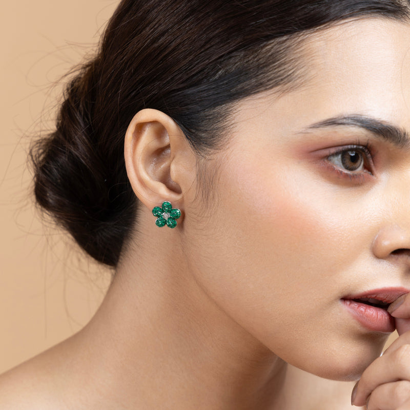 Emerald Bloom Stud Earrings