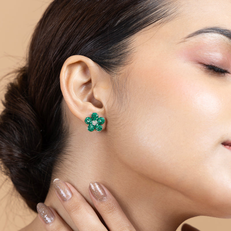 Emerald Bloom Stud Earrings