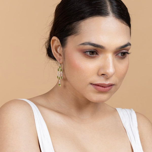 Green Chandelier Drop Earrings