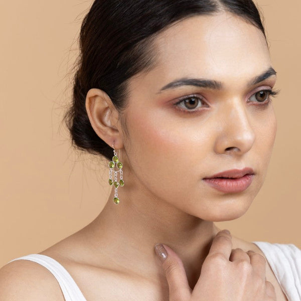 Green Chandelier Drop Earrings