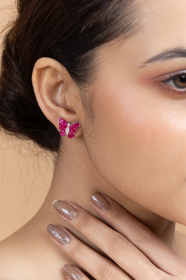 Ruby Butterfly Elegance Earrings