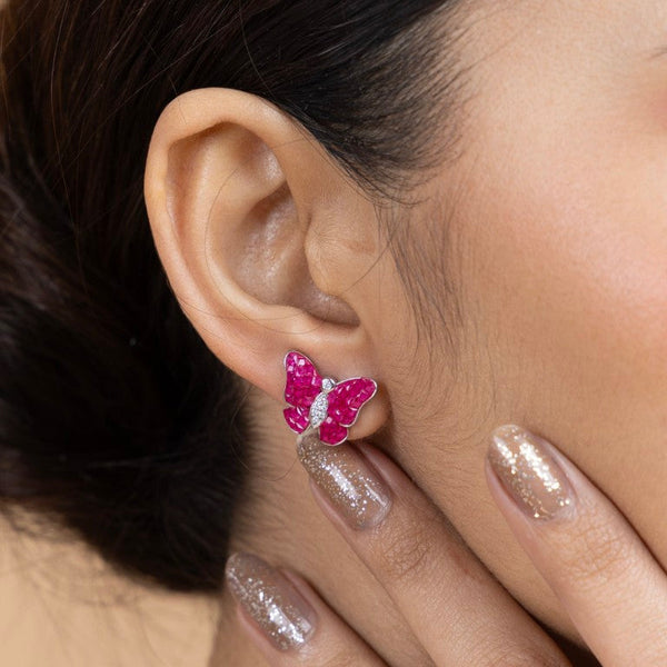 Pink Butterfly Stud Earrings