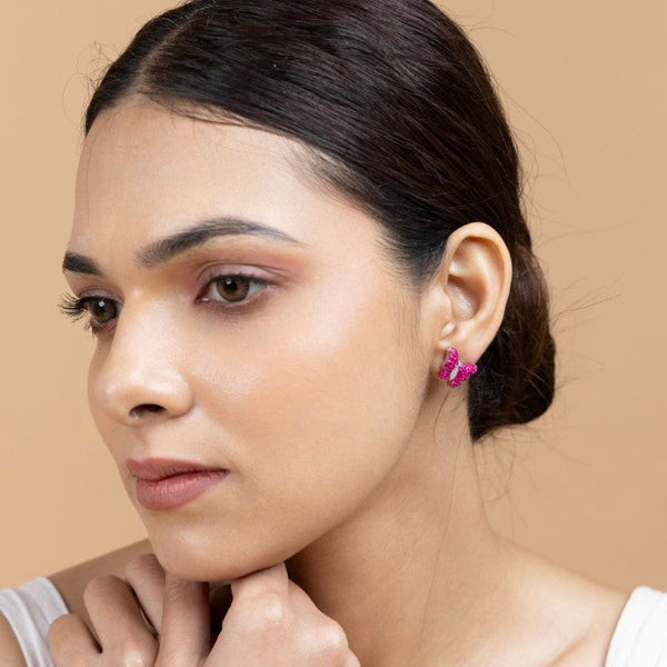 Pink Butterfly Stud Earrings