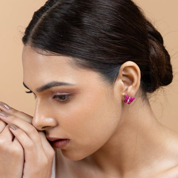 Pink Butterfly Stud Earrings