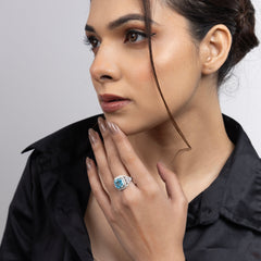 Azure Radiance Halo Ring