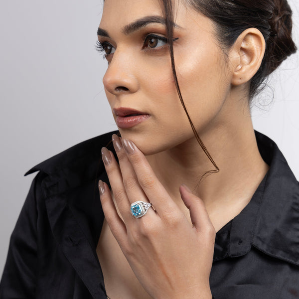 Azure Radiance Halo Ring
