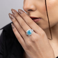 Azure Radiance Halo Ring
