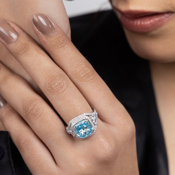 Azure Radiance Halo Ring