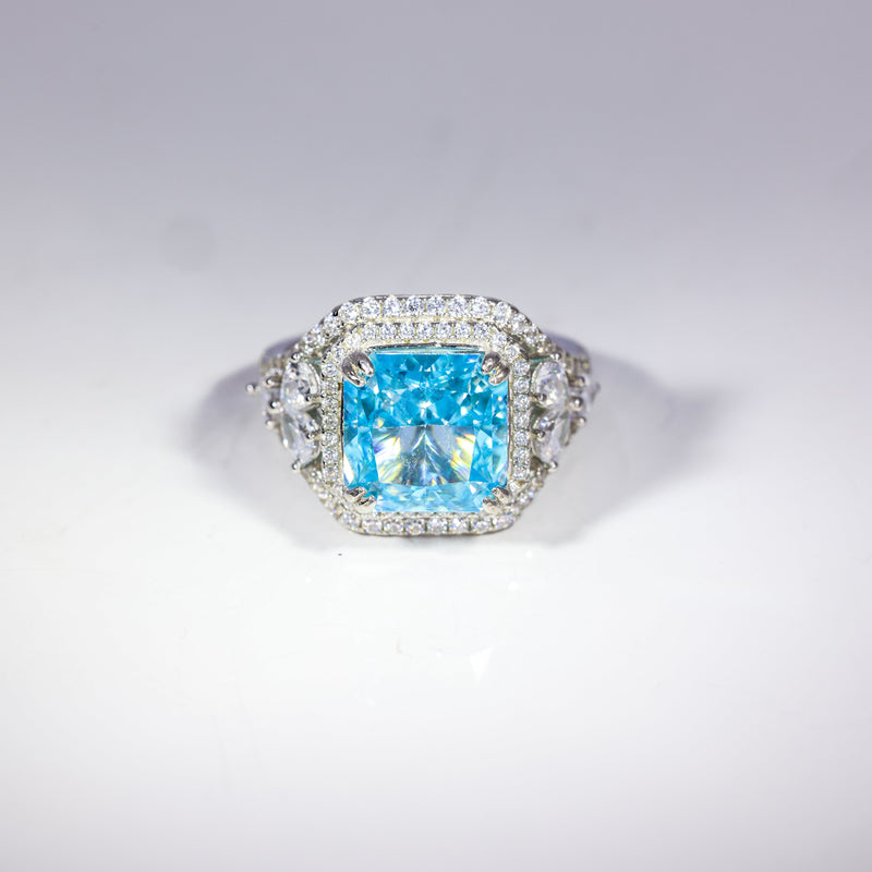Azure Radiance Halo Ring