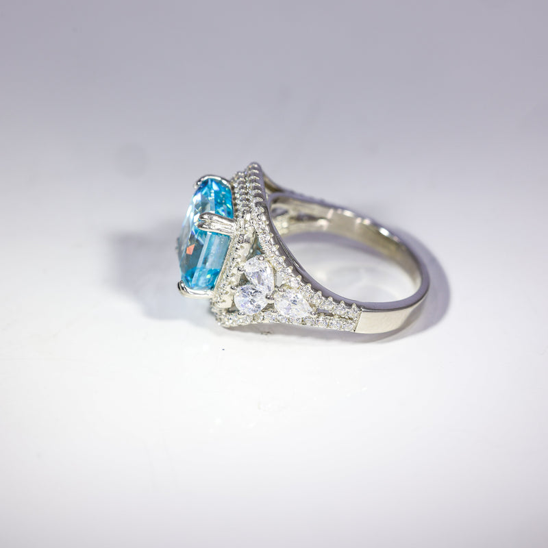 Azure Radiance Halo Ring