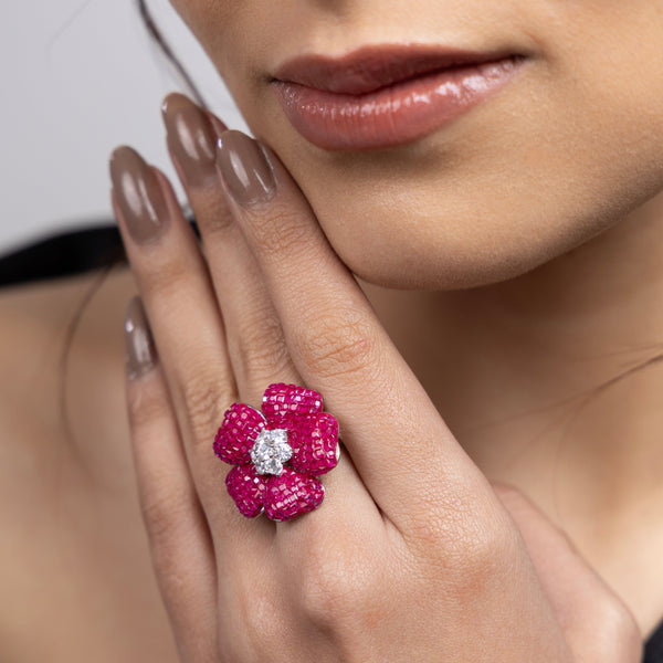 Blossom Rouge Floral Ring