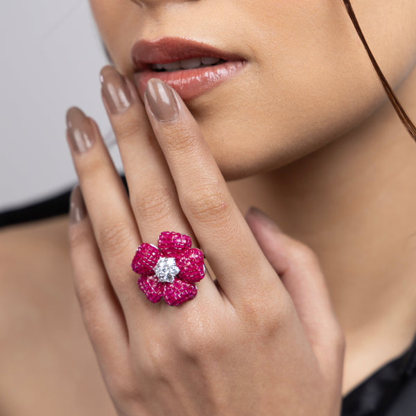 Blossom Rouge Floral Ring