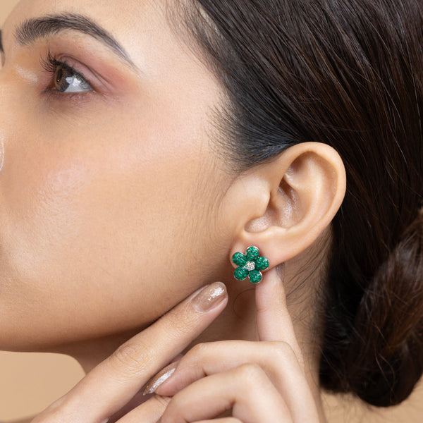 Emerald Bloom Stud Earrings