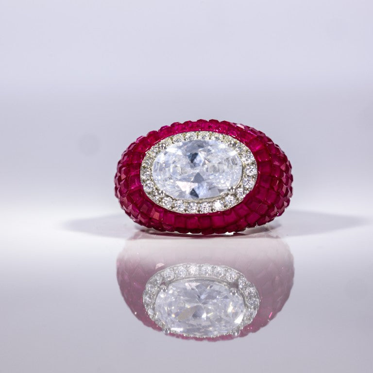 Scarlet Glow Oval Statement Ring