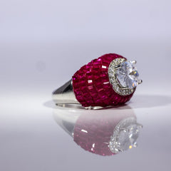 Scarlet Glow Oval Statement Ring