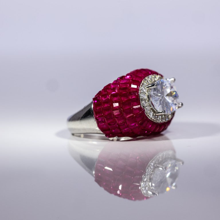 Scarlet Glow Oval Statement Ring