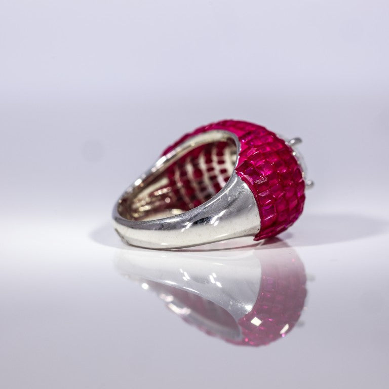 Scarlet Glow Oval Statement Ring