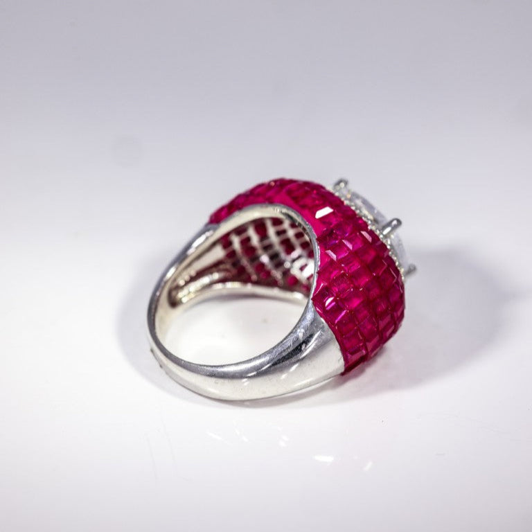 Scarlet Glow Oval Statement Ring