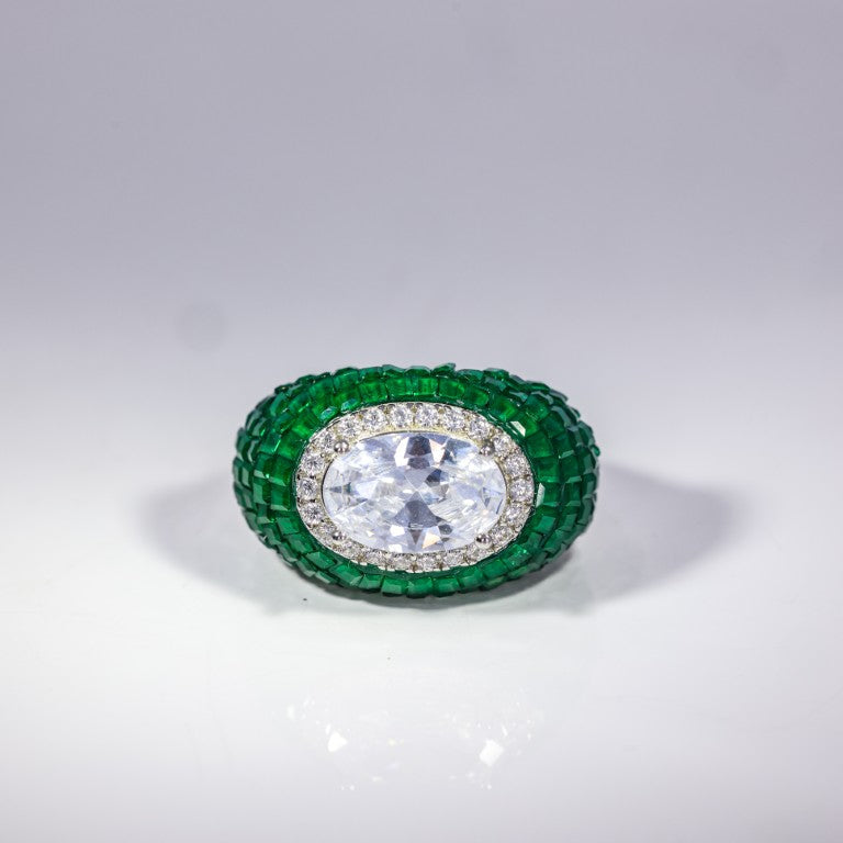 Emerald Allure Oval Statement Ring